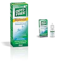 Opti-Free Replenish 10 Fl Oz Solution with Case and Puremoist 12-mL Rewetting Drops Contact Lens Bundle