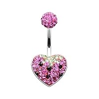 WildKlass Jewelry Strawberry Heart Multi-Sprinkle Dot 316L Surgical Steel Belly Button Ring