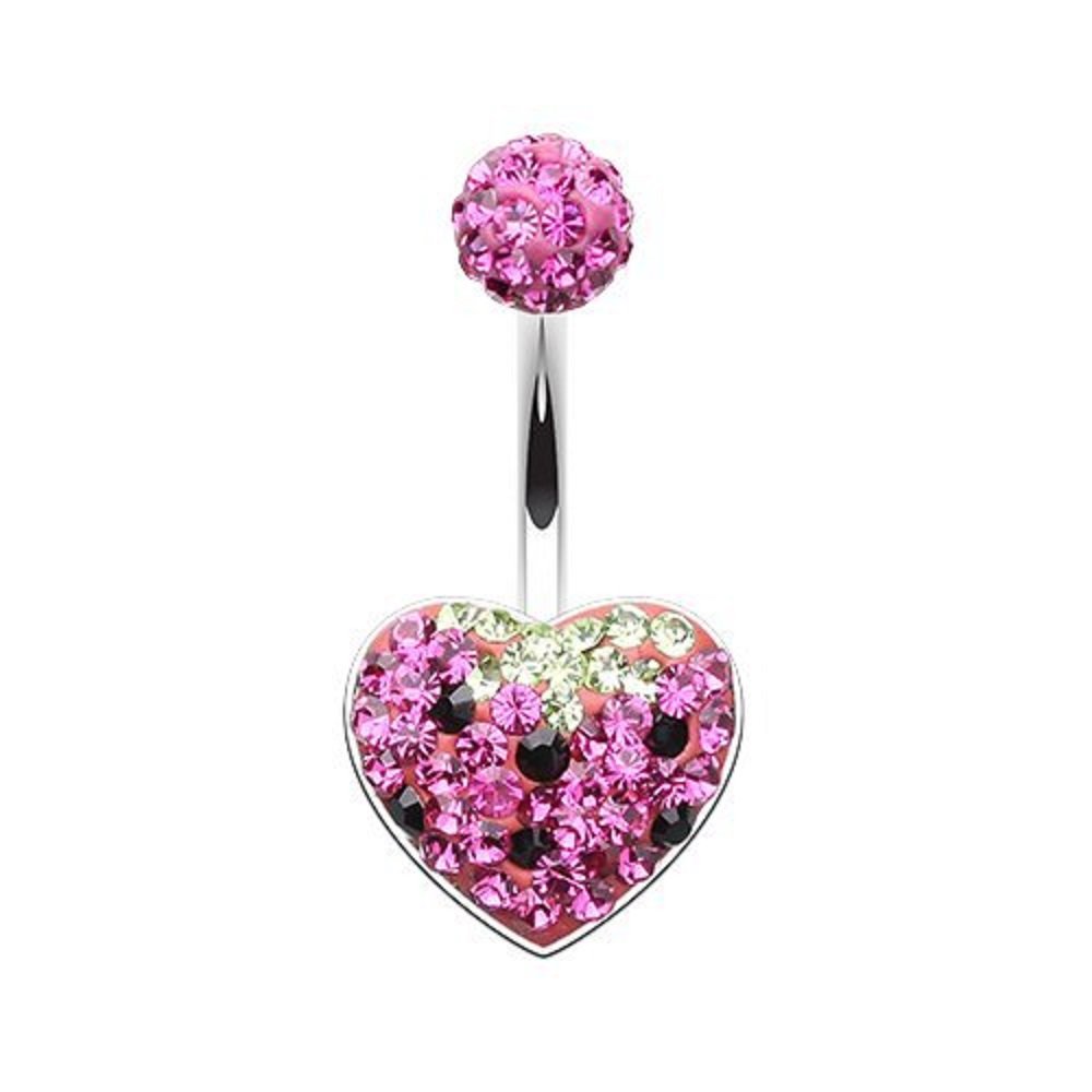 WildKlass Jewelry Strawberry Heart Multi-Sprinkle Dot 316L Surgical Steel Belly Button Ring
