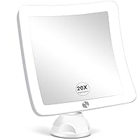 Fabuday 20X Magnifying Mirror with LED Light, 7 Inch Upgraded Lighted Makeup Mirror with Magnification, Portable Magnified Travel Mirror for Bathroom, Square