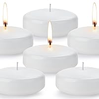 3 inch Floating Candles, 24PACK White Unscented Dripless Wax Burning Candle, Long Burning 13-15Hours and Smokeless Candle for Wedding, Birthday, Pool, Holiday & Home Decoration (White)