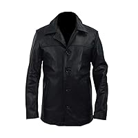 Meers Mens Cowhide Leather Blazer Car Coat Jacket Classic Long Coat Reefer Leather Jacket