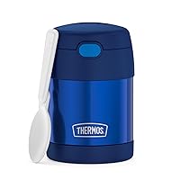 THERMOS FUNTAINER Insulated Food Jar – 10 Ounce, Navy – Kid Friendly Food Jar with Foldable Spoon