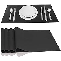 Placemats, Place Mats Easy to Clean Heat Resistant Thicken Silicone Soft Placemat, Stain Resistant Anti-Skid Mat Kitchen Placemats for Dining Table Mats Set of 4 (Black)