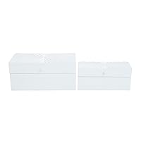 Wood Geometric Decorative Box Decorative Keepsake Boxes with Hinged Lid, Set of 2 Storage Boxes 10