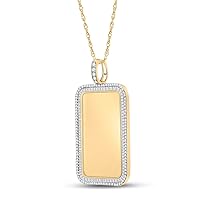 The Diamond Deal 10kt Yellow Gold Mens Baguette Diamond Dog Tag Picture Memory Pendant 2 Cttw