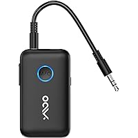 [Bluetooth Transmitter & Receiver] YMOO Bluetooth 5.3 Audio Adapter for TV/Airplane/Bluetooth Headphones/Speaker, 3.5mm Jack Aux HiFi Stereo, Dual Link AptX Adaptive, Low Latency for Flight, Travel