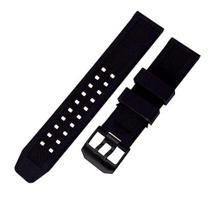 23mm Rubber Silicone Watch Band Strap Replacement with Black/Silver Double Prong Clasp for Luminox 3050 8800 and 3950 Series - Luminox Navy Seal Watch Band