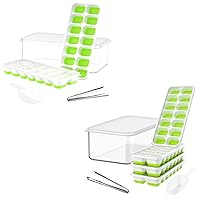 DOQAUS Ice Cube Tray with Lid and Bin, 6 Pack Silicone Plastic Ice Cube Trays for Freezer with Ice Box