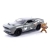 Jada Toys Tom and Jerry 1:24 2015 Dodge Challenger Hellcat Die-cast Car w/ 2.75