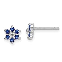 925 Sterling Silver Emerald Diamond Earrings