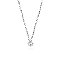 0.25 Carat Center Round Lab Grown White Diamond or Cubic Zirconia Cushion Frame Halo Pendant with 18 inch Silver Chain for Women in 925 Sterling Silver