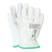 MAGID Leather Lineman Electrical Protector Work Gloves, 1 Pair, Size 11, 1250111, For Use With Rubber Insulated Gloves, Pearl