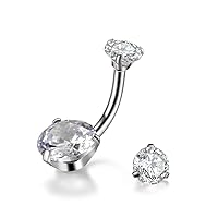 Gabry&jwl 14G 316L Surgical Steel Belly Button Rings for Women Girls CZ Navel Rings Belly Ring Belly Piercing Jewelry(Equipped with Alternate Top Zircon)