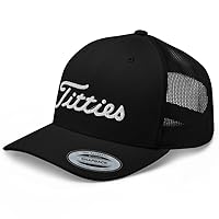 Titties Trucker Hat 3D Embroidery Curved Bill Mid Crown Adjustable Golf Funny Parody Cap