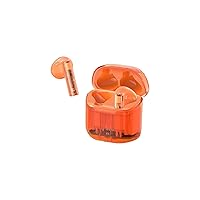 Orange TWS Wireless Earbuds Earbud Bluetooth 5.3 with Microphone Kids Wireless Earbuds with Noise Cancelling Mic Transparent Cover Ear Buds Orange in Ear Headphones Tiny for iPhone Android
