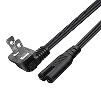 90-Degree Angle Polarized NEMA 1-15P to IEC320 C7 18AWG AC Power Cord Power Supply Cable Wire, Compatible to PC, Monitor, Printer, Projector, Game Console, HDTV and Speaker (1ft/0.3m)