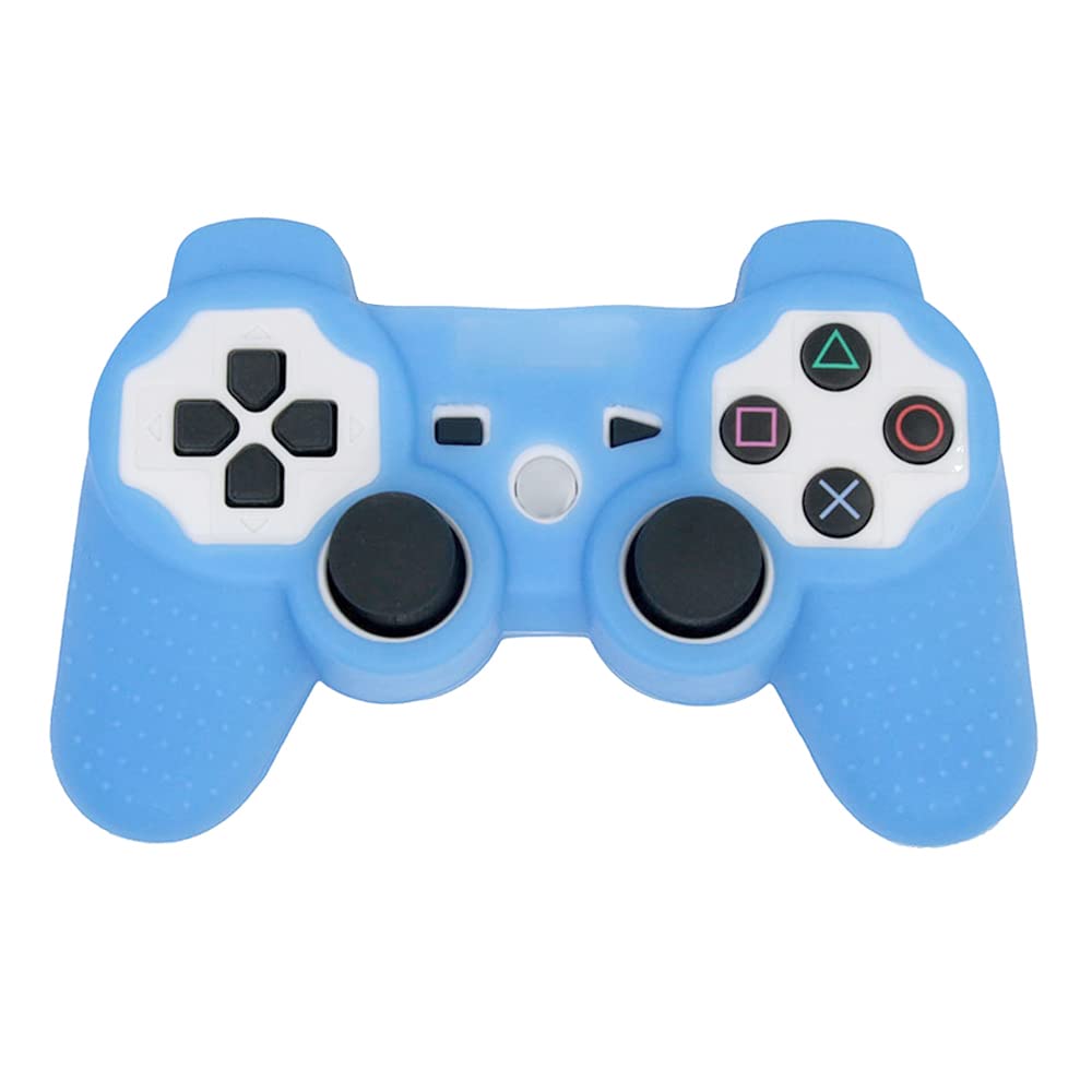 OSTENT Protective Silicone Gel Soft Skin Case Cover Pouch for Sony Playstation PS2 PS3 Controller Color Blue