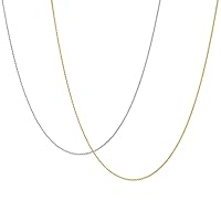 KISPER Sterling Silver & Gold Box Chain Necklace – Thin, Dainty, Gold Plated, 925 Sterling Silver Jewelry for Women & Men with Spring Ring Clasp – Made in Italy, 20