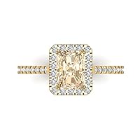 1.95ct Emerald Cut Solitaire with Accent Halo Genuine Natural Morganite designer Modern Statement Ring 14k Yellow Gold