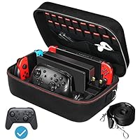 iVoler Carrying Storage Case for Nintendo Switch/Switch OLED Model (2021), Portable Travel All Protective Hard Messenger Bag Soft Lining 18 Games for Switch Console Pro Controller & Accessories Black