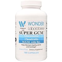 Wonder Labs Super GCM Formula 1400 Glucosamine and Chondroitin MSM, Bone, Joints, and Cartilage Support, 180 Capsules