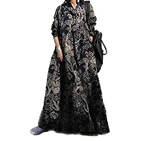 Women's T Shirt Dress V Neck Button Down Maxi Long Sleeve Plus Size Flowy Loose Fit Ladies Fall Outfit