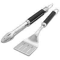 Weber Precision Tongs & Spatula Grilling Tool Set, Stainless Steel