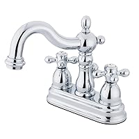 Kingston Brass KB1601AX Heritage 4-Inch Centerset Lavatory Faucet with Metal Cross Handle, Polished Chrome