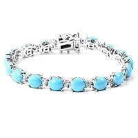 Winter Birthstone Turquoise White Topaz Gemstone 925 sterling Silver Tennis Bracelet Gift For Her