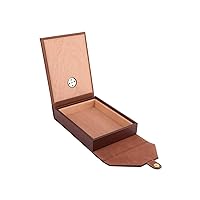 Unfinished Cigar Box, Mini Portable Leather Wooden Humidor Cigar Box Handmade Cigar Case Unfinished Craft, with Lid, Humidification System, Storage 10-15 Cigars, for Home and Travel(Brown)