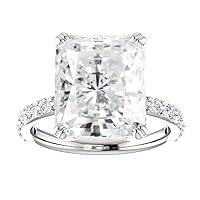6 CT Crushed Radiant Cut Colorless Moissanite Engagement Rings for Women, Solitaire Handmade Moissanite Diamond Bridal Wedding Ring, Anniversary Propose Gifts Her