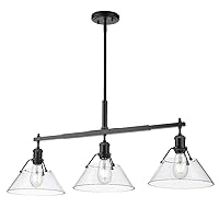 Golden Lighting Orwell Linear Pendant-Matte Black Finish-Clear Shade Color