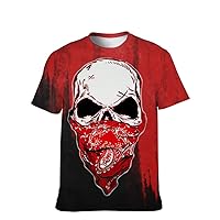 Mens Cool-Novelty T-Shirt Graphic-Tees Funny-Vintage Short-Sleeve Crazy Skull Hip Hop: Boys Lightweight Tops Brother Gifts