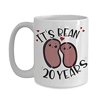 20th Anniversary Mug for Husband Wife Funny Vegan Vegetarian Food Pun Its Bean 20 Years Platinum Twentieth Yr Married Cute Keepsake for Couple 11 or 1