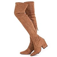 N.N.G Women Over the Knee Boots Thigh High Suede Block Winter Low Above Flat Long OTK Comfort Pointed toe