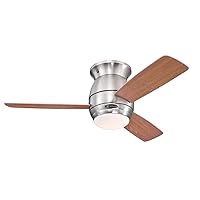 Westinghouse Lighting 72181 Halley 112-cm Brushed Nickel Indoor Ceiling Fan, Light Kit with Opal Frosted Glass