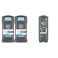 DOVE MEN + CARE Deodorant Stick Moisturizing Deodorant For 72-Hour Protection Clean Comfort Deodorant & Elements Body Wash Charcoal + Clay, Effectively Washes Away Bacteria