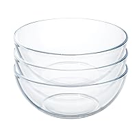 5 Inch Glass Mixing Bowls Set Glass Salad Bowls, Round Bowls, Small Bowls for Kitchen, Set of 3