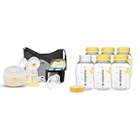 Medela Sonata Smart Breast Pump, Hospital Performance Double Electric Breastpump, Rechargeable & Breast Milk Collection and Storage Bottles, 6 Pack, 5 Ounce Breastmilk Container