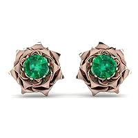 Choose Your Gemstone 18k Rose Gold Plated Rose Flower Earrings Sparkling Dainty Floral Pattern Minimal Easy To Wear Everyday Ornaments Cute Teen Girls Casual Accessories Flower Jewelry