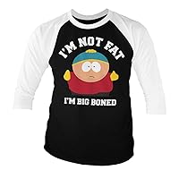 South Park Officially Licensed I'm Not Fat I'm Big Boned Baseball 3/4 Sleeve T-Shirt (White-Black)