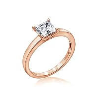 Amazon Collection Platinum or Gold plated Sterling Silver Princess-Cut Solitaire Ring made with Infinite Elements Cubic Zirconia