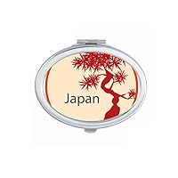 Japan Culture Red Tree Pattern Mirror Portable Fold Hand Makeup Double Side Glasses