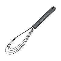 Zyliss Flat Whisk, Sustainable Wheatstraw/Nylon, Cooking Whisk forr Cooking and Serving with Heat Resistant Silicone Head, Beluga Grey, 11.9