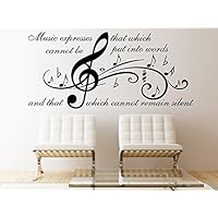 Music Wall Decal Quote Music Expresses That Which Vinyl Note Treble Clef Decals Bedroom Decoration Wall Art Home Decor Sticker Recording Studio SM17