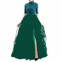 Women's Long Tutu Tulle Skirt A Line Floor Length Black Special Occasion Night Out fold Skirt