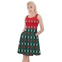CowCow Womens Christmas Dress Xmas Santa Snowman Snowflake Winter Knee Length A Line Skater Dress with Pockets, XS-5XL