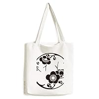Japan Culture Cute Black Sakura Tote Canvas Bag Shopping Satchel Casual Handbag