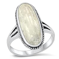 CHOOSE YOUR COLOR Sterling Silver Large Long Oval Ring